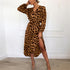 Aachoae Leopard Dress 2020 Women Vintage Long Beach Dress Loose Long Sleeve V-neck A-line Sexy Party Dress Vestidos de fiesta - menochic